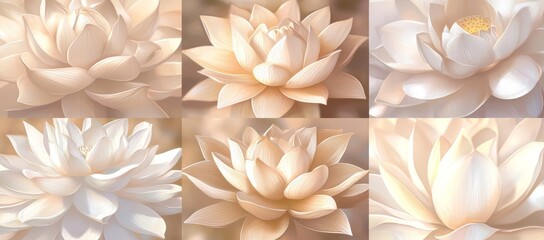 Wall Mural - An elegant poster wallpaper design with lotus flowers.