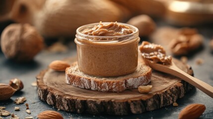 Luscious Organic Nut Butter Spread on Bread - 3D Illustration of Healthy Snack Option