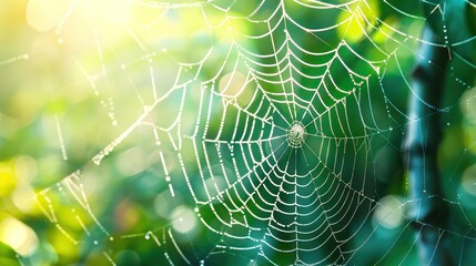 Wall Mural - Dew Drops on Spider Web