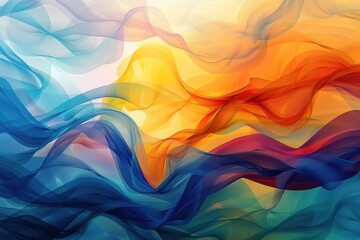 Canvas Print - Multilayer background in blue, orange and yellow color. Cover layout material design template