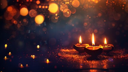 Poster - Diwali festival lights background illustration generated by ai