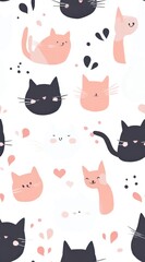 Sticker - A white background with a cat pattern on it