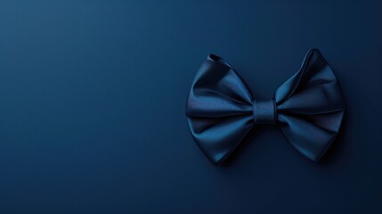 Wall Mural - A single blue bow tie resting on a blue surface, perfect for photography props or as a decorative item