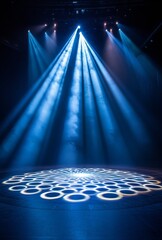 Sticker - A rotating spotlight casting moving circles of light on the stage floor, adding a sense of motion and energy to the empty theater