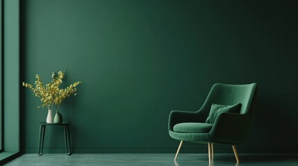 Sticker - Green Interior Design with Armchair and Plants