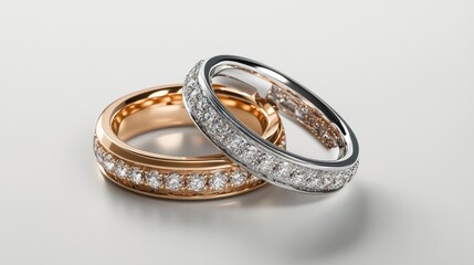 Two Diamond Eternity Bands, White Gold and Rose Gold