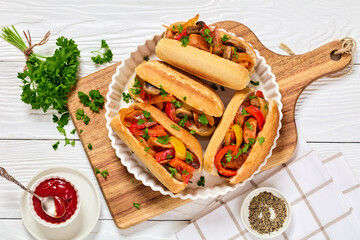 Wall Mural - zesty sausage, pepper, mushroom and onion hoagies