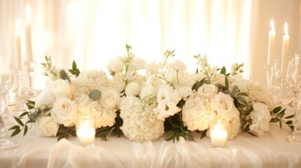 Sticker - Elegant White Floral Centerpiece with Candles