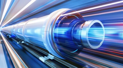 Poster - Futuristic Hyperloop Train Speeding Through a Tunnel