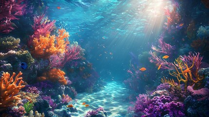 Wall Mural - underwater with coral and fish