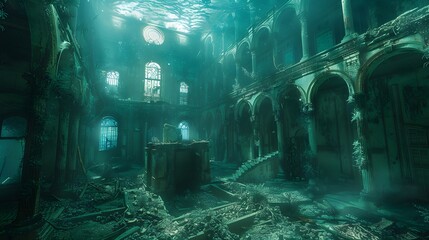 Poster - Underwater Ruins of a Sunken Palace.