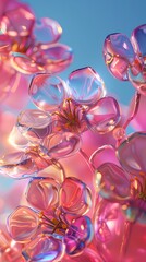 Wall Mural - Digital pink balloon glass flower poster background