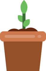 Sticker - Flowerpot with growing seedling in soil color icon