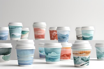 Wall Mural - A group of coffee cups sitting on a table, ready for use