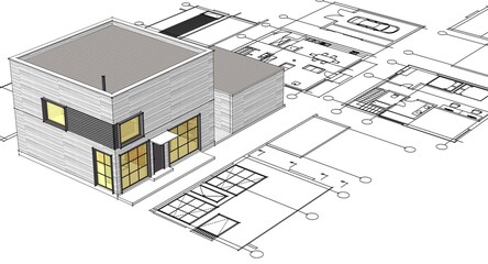 Wall Mural - house architectural project sketch 3d illustration	
