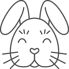 Sticker - Bunny face icon. Rabbit head line symbol