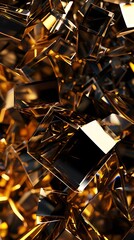 Wall Mural - 3d images of gold cubes on black background