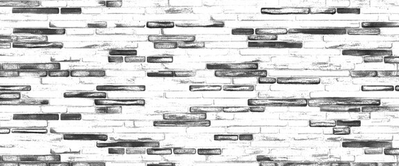 Sticker - Vector white brick wall with light gray shades seamless pattern surface texture background and white brick wall tile pattern texture seamless wallpaper.