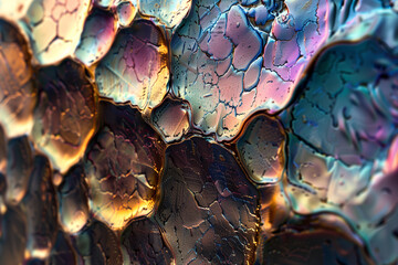 Macro closeup of abstract patterns on metallic surface