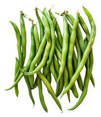 Wall Mural - Fresh green beans on a white background, cut out - stock png.