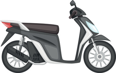 Sticker - Scooter side view. Cartoon black road bike