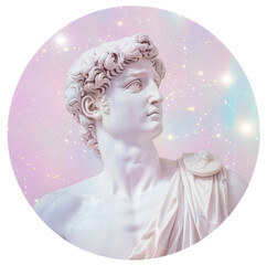 Wall Mural - PNG  Classical statue with pastel galaxy