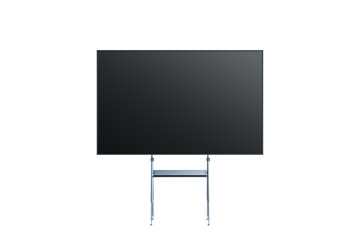 Canvas Print - A large black screen on a metal stand, isolated on a white background. Ideal for presentations, meetings, or as a template for display designs. 3D Rendering