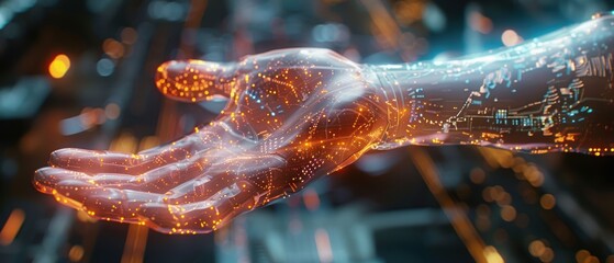 Wall Mural - cutting-edge hologram of a precision mechanical arm in stunning