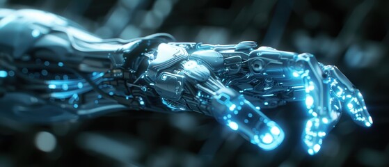 Wall Mural - advanced holographic display of precision mechanical arm in stunning