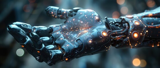 Wall Mural - cutting-edge hologram of a precision mechanical arm in stunning