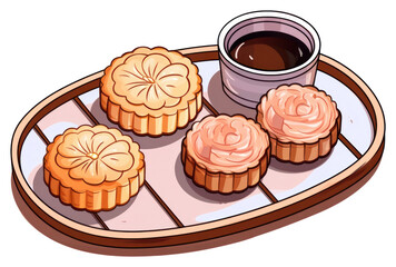 Sticker - PNG  Mooncake gift pack dessert food meal.