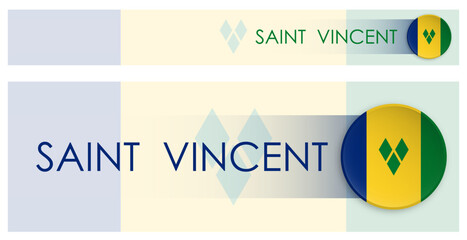 Wall Mural - Saint Vincent flag horizontal web banner in modern neomorphism style. Webpage Saint Vincent country header button for mobile application or internet site. Vector