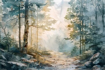 Sticker - Watercolor Forest Path.