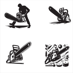 Chainsaw silhouette, Chainsaw icon, Chainsaw vector, 