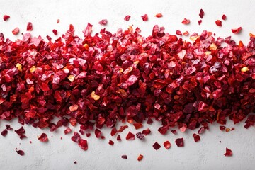 Wall Mural - Close-Up of Vibrant Red Chili Flakes Isolated on Transparent and White Background for Culinary Use