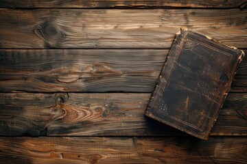 Bible Background. Holy Bible Book Resting on Wooden Table in Soft Light