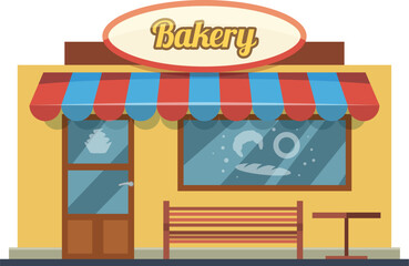 Sticker - Bakery building icon. Pastry store cartoon front