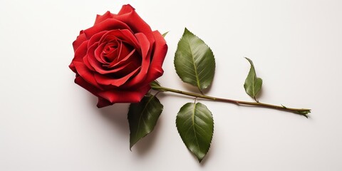 Wall Mural - Red Rose Isolated on White Background