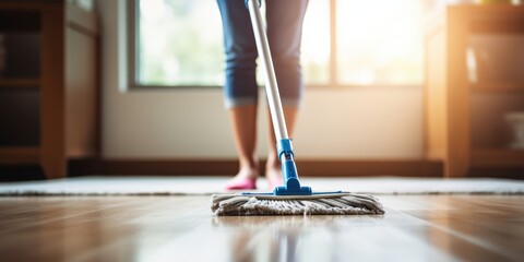 Wall Mural - Cleaning the Floor with a Mop