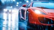 © Jayk - Bright sports car driving on a wet road