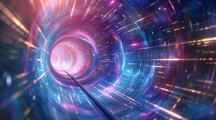 hyperspace tunnel with tech elements background