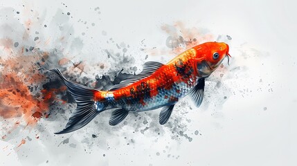 Wall Mural - Graceful goldfish swimming in aquarium with beautiful shimmering bokeh light background