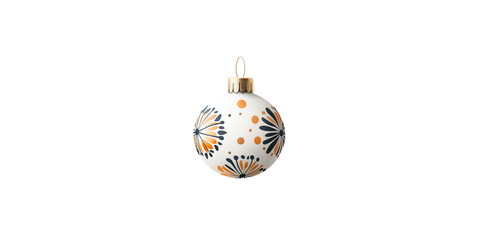 Wall Mural - A decorative Christmas ornament with floral patterns in orange and blue, evoking a festive and cheerful atmosphere.