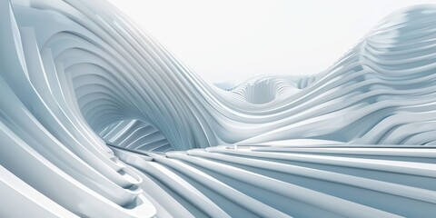 Canvas Print - Abstract architectural design with flowing white lines and curves creating a modern aesthetic