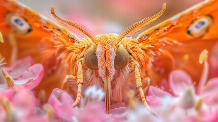 macro shot - Yellow butterfly head, colorful, front view