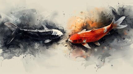 Wall Mural - Graceful goldfish swimming in aquarium with beautiful shimmering bokeh light background