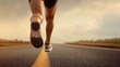 © Werckmeister - legs running in sportswear along a long road