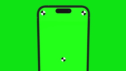 Wall Mural - 3d render of smartphone with green screen and tracking marks – rotations and movements in vertical a