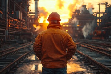 Background shot of a worker working in the factory
