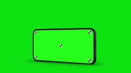 Wall Mural - 3d render of smartphone with green screen and tracking marks – rotations and movements in vertical a
